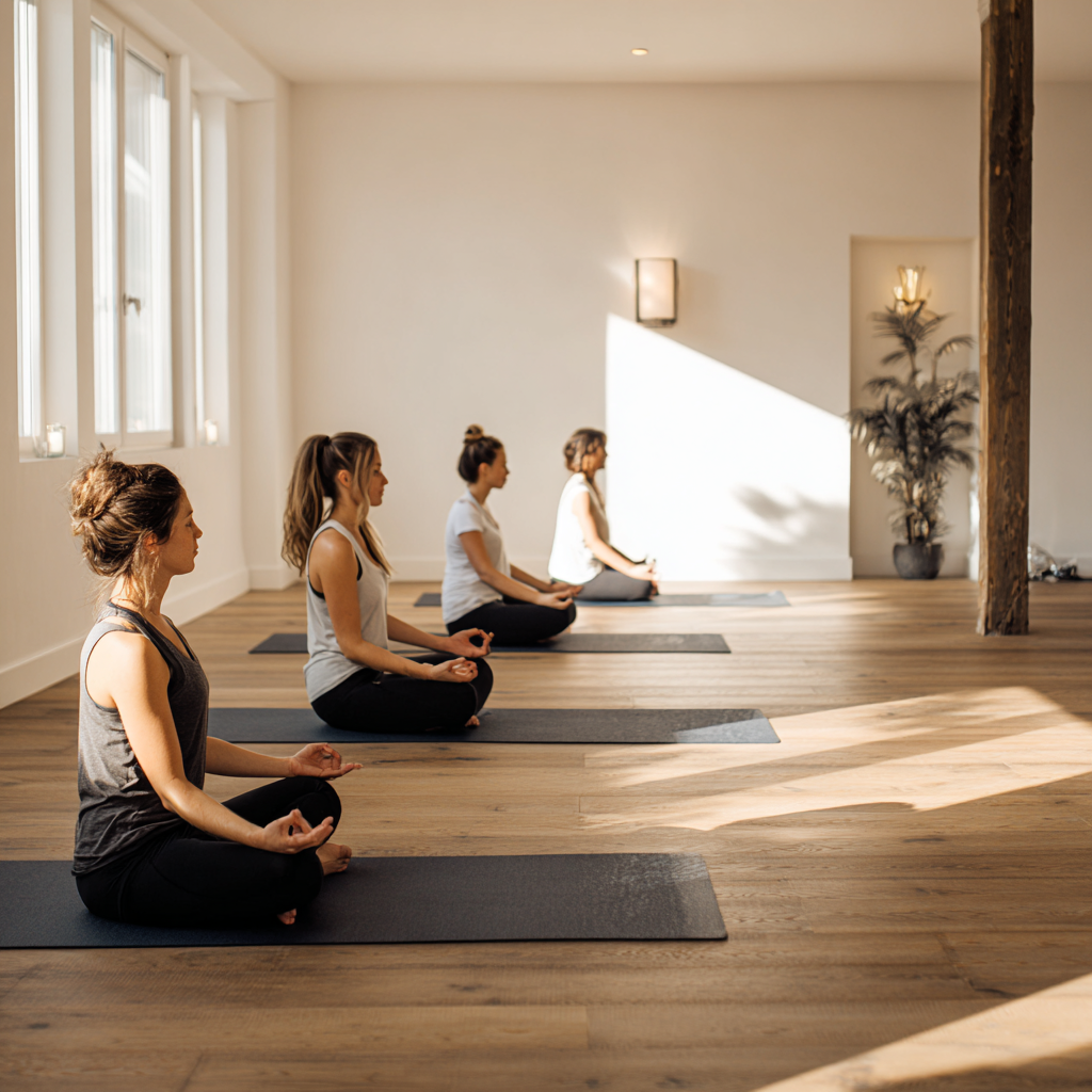 Žena cvičící jógu v poklidném prostředí